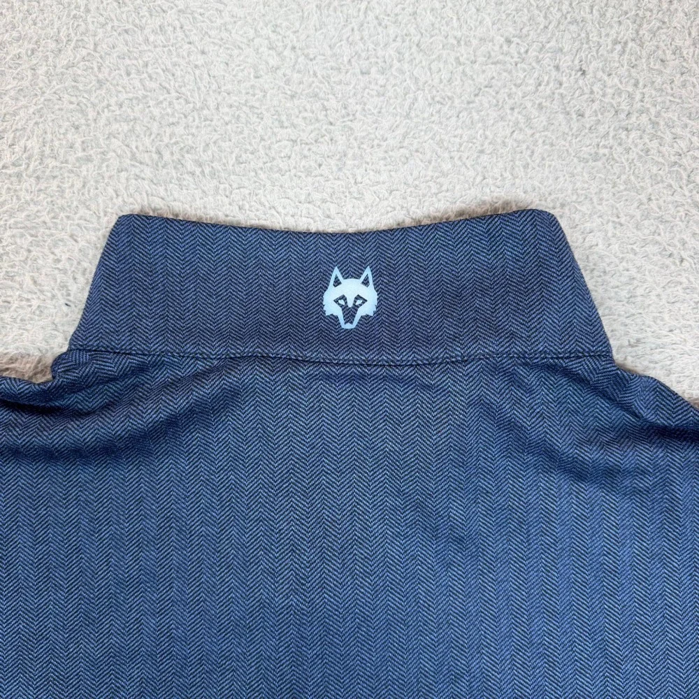 Greyson Mens 3XL Quarter Zip Pullover Navy Blue Herringbone Golf Sweater Mock